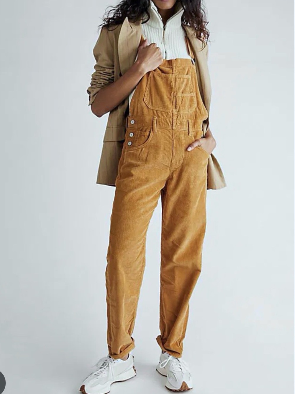 We the Free People Sz XS Ziggy Corduroy Overalls Yellowish Brown Boho Retro